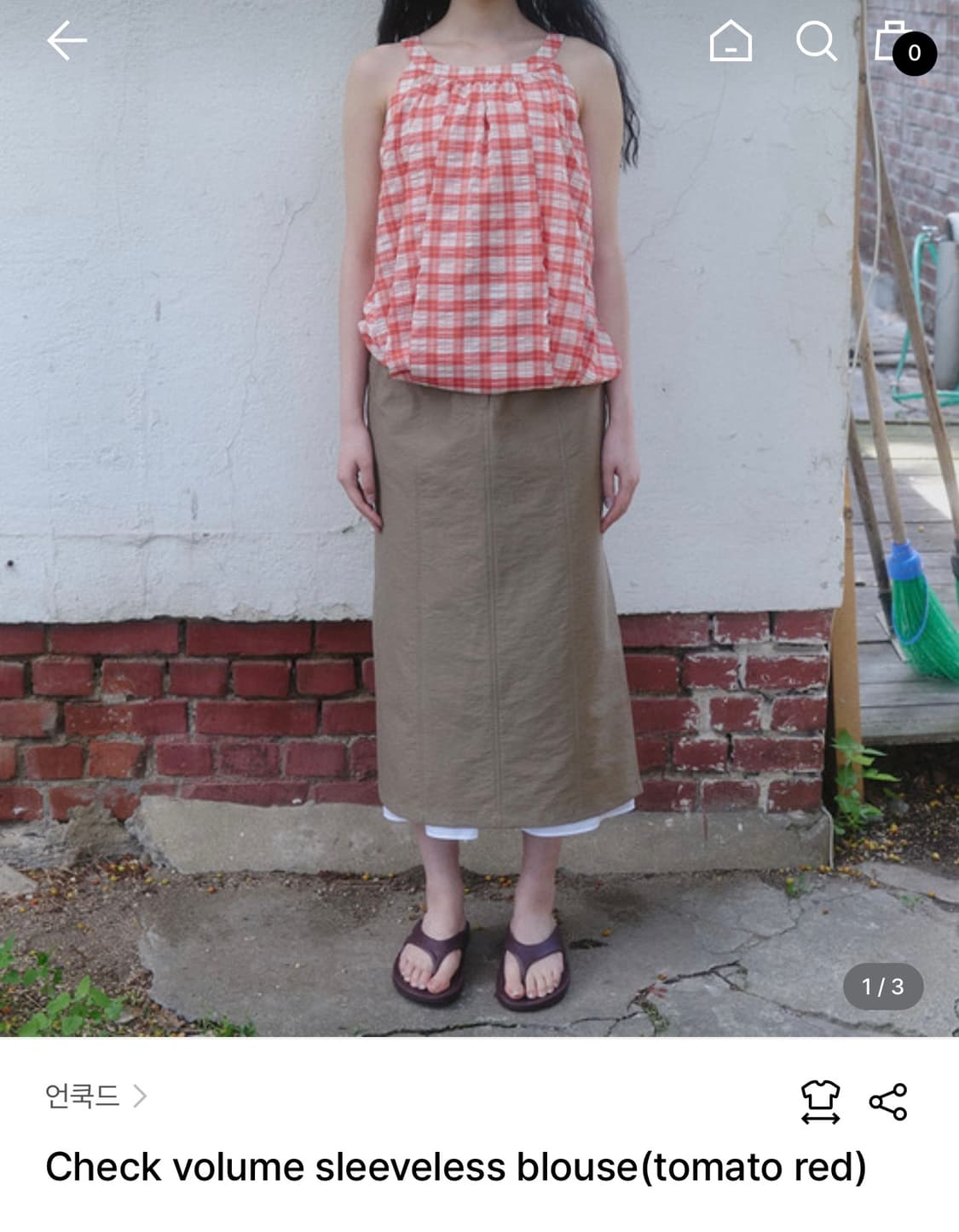 언쿡드 체크 볼륨 슬리브리스 블라우스 상품이미지10