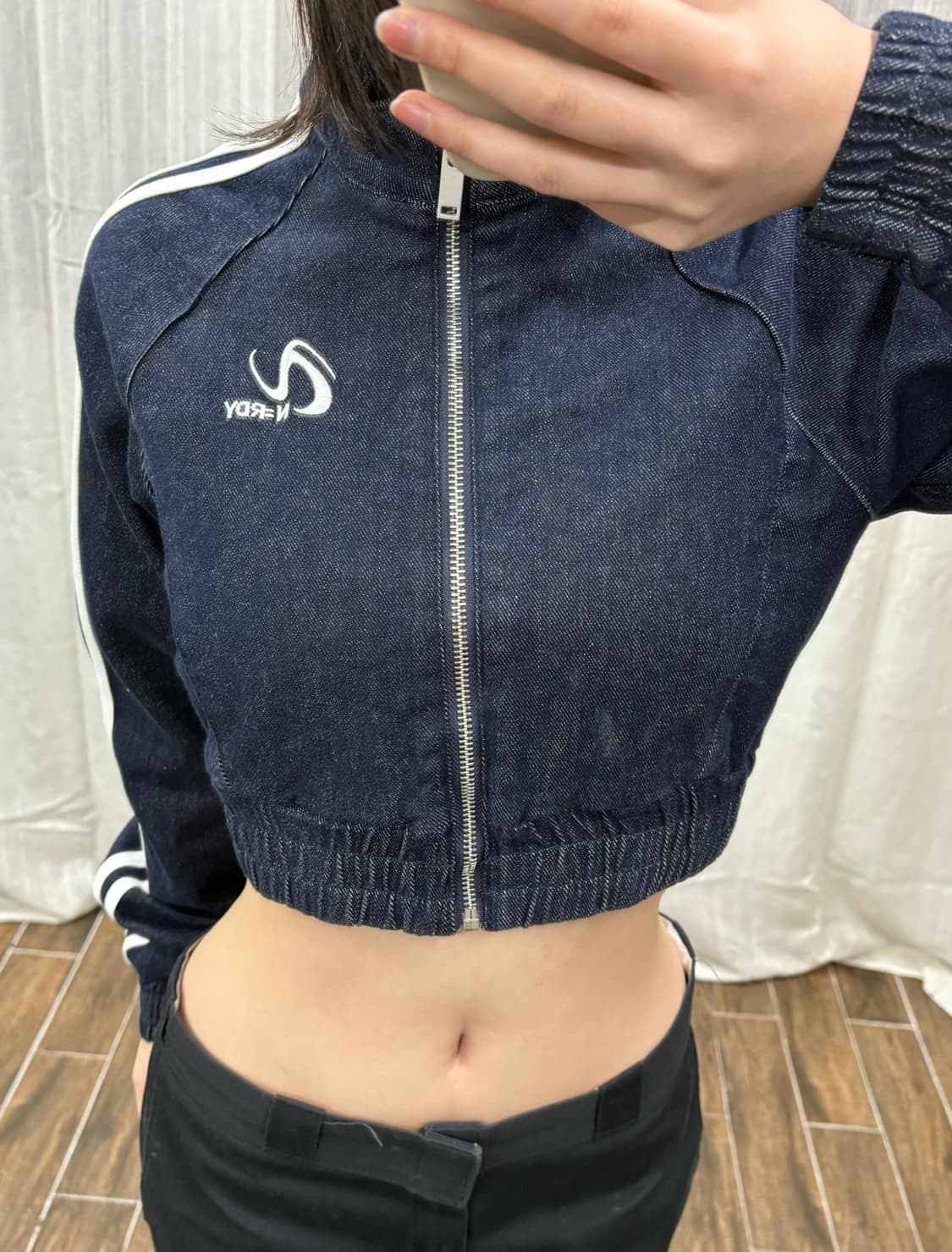 널디(NERDY) 데님 크롭 트랙탑 져지 자켓 상품이미지1