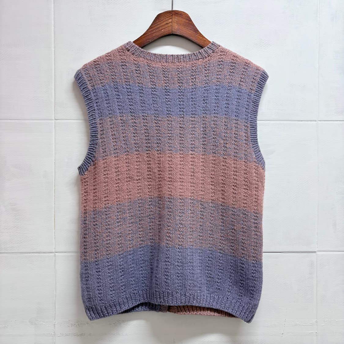 핑크 퍼플 핸드메이드 니트 베스트 조끼 (JPN) 상품이미지4