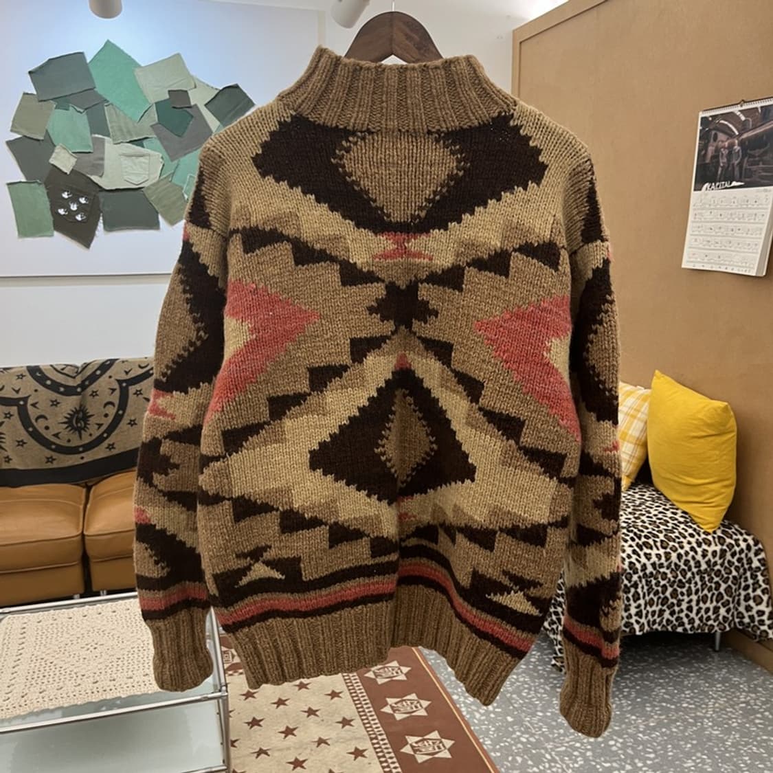 폴로 컨트리 보헤미안 히피 패턴 목폴라 핸드 니트 L C09941 상품이미지3