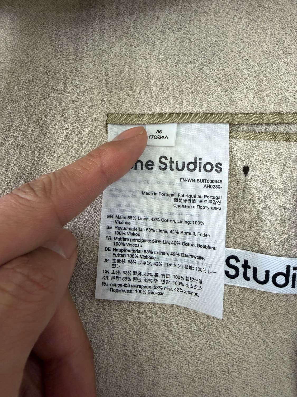 정품) 아크네스튜디오 여성 오버핏 린넨 블레이저 자켓 36 상품이미지7
