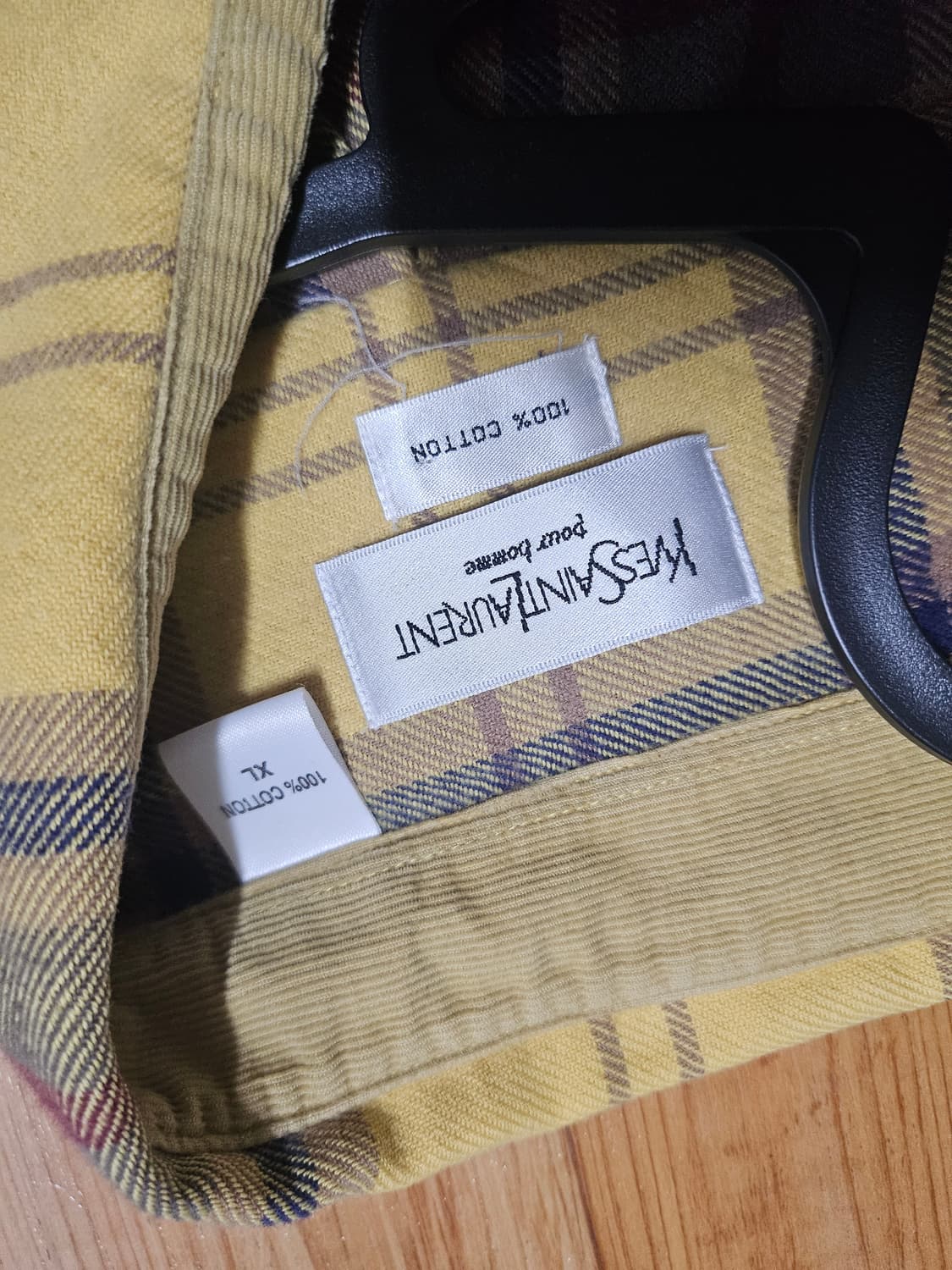 생로랑 옐로우 체크셔츠 상품이미지3