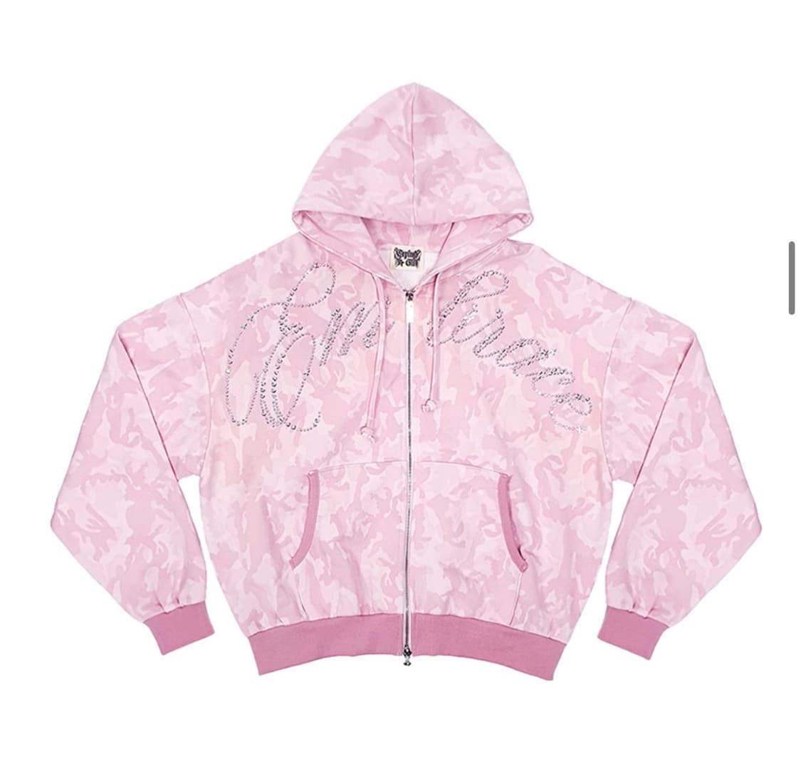 베이프깔 익스파이어드걸 라인스톤 후디 집업 카모 핑크 상품이미지2