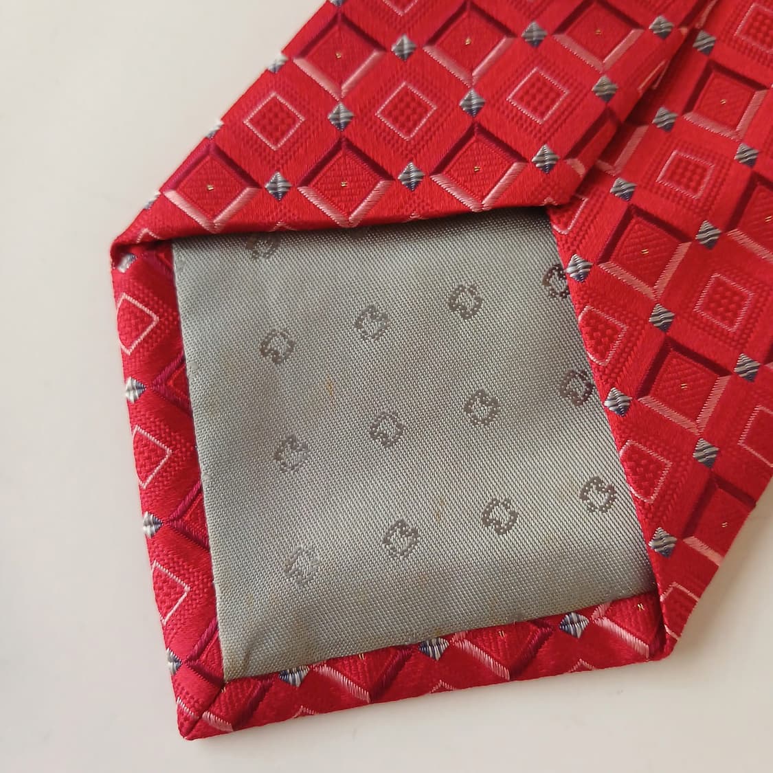 밀라숀 실크 레드 기하 패턴 넥타이 9.4cm A등급 A19300
 상품이미지9