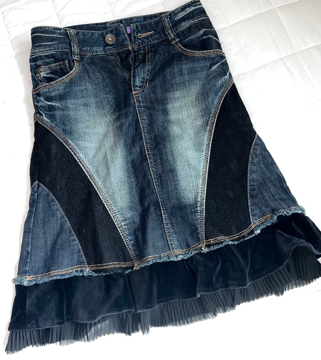 y2k 페어리 미디 워싱 청스커트 치마  상품이미지1