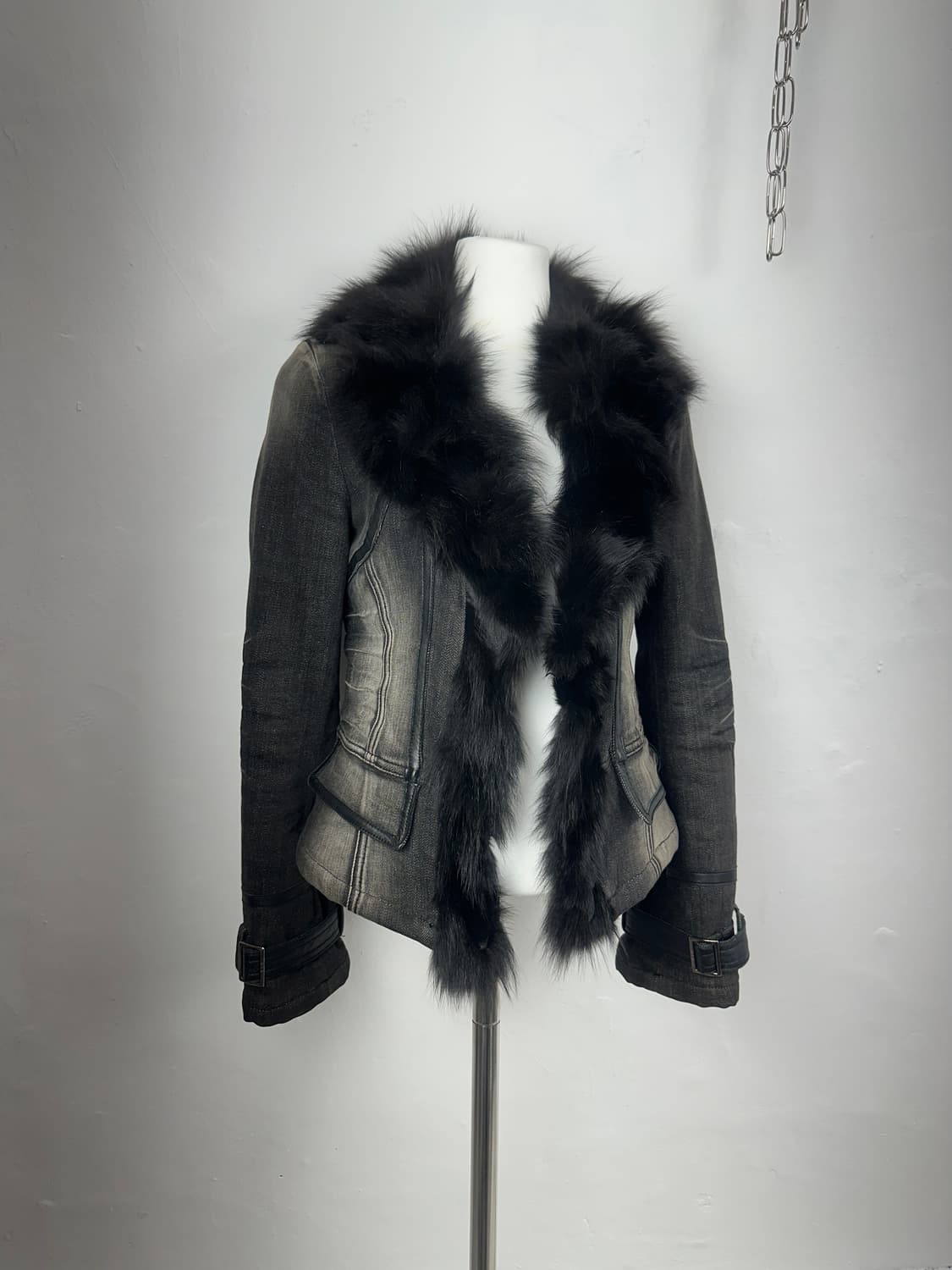 Washed cotton fox fur trimming jacket 상품이미지3