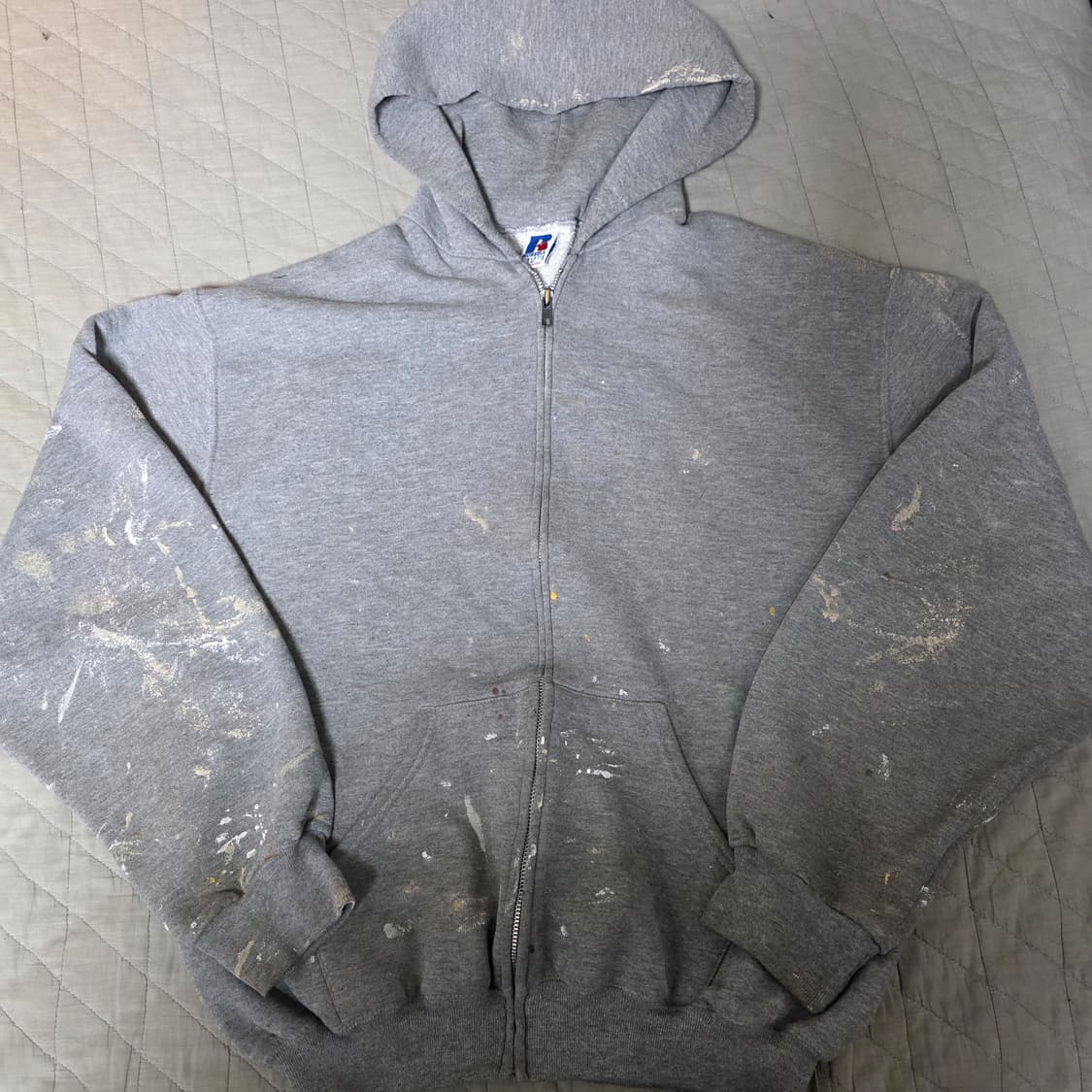 [M] 90s 러셀 애슬레틱 후드집업 헤더 그레이 ver. 더티페인팅 상품이미지1