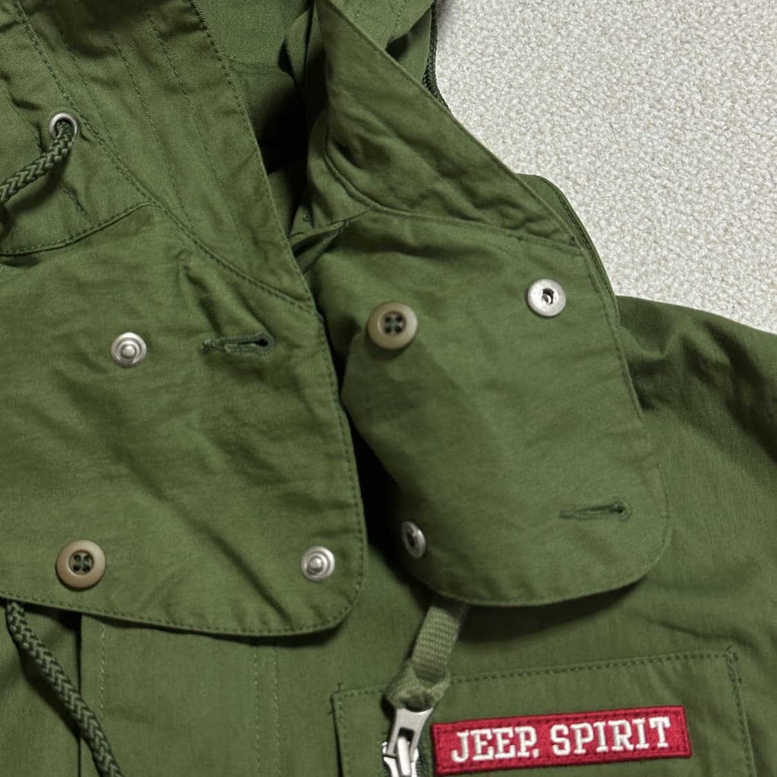 지프 스피릿 홑겹 넓은 날개 후드 롱 야상 상품이미지6