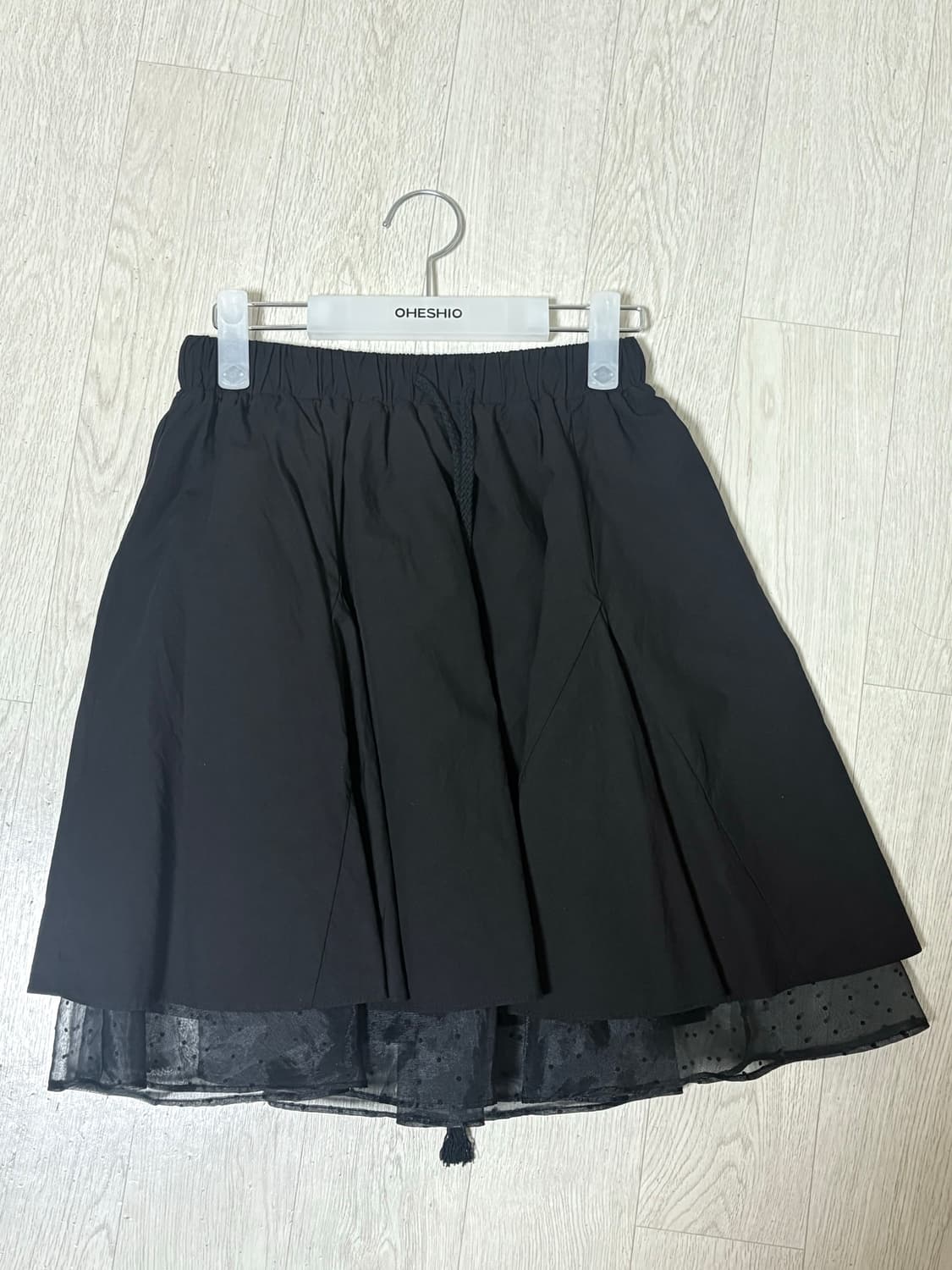 FLARE LAYERED BANDING SKIRT, BLACK 상품이미지4