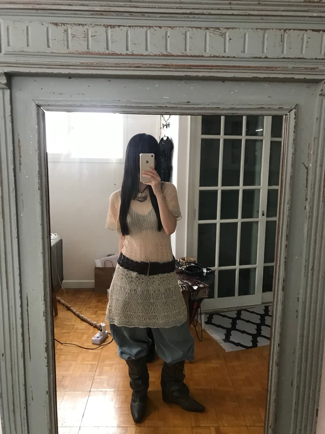 vintage see-through pearl knit 상품이미지3