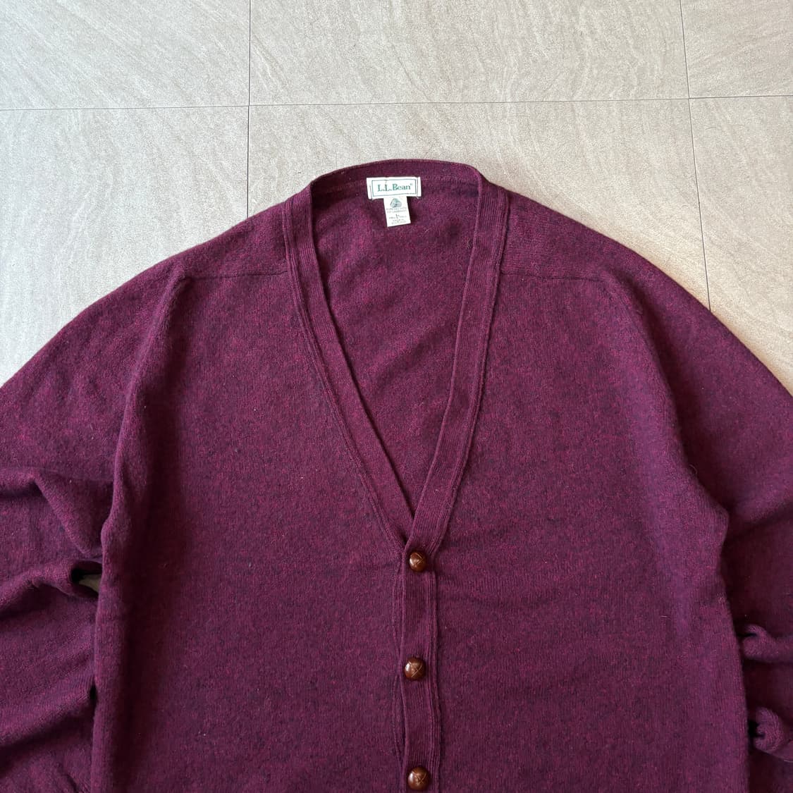 L.L.bean 정품 엘엘빈 스코틀랜드 생산 램스울 버건디 가디건 상품이미지3