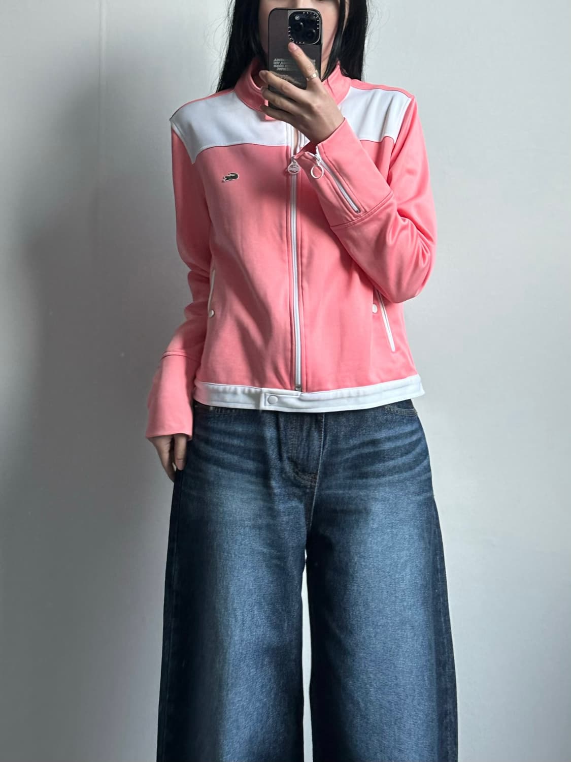 라코스테 자수로고 딸기우유 배색 트랙 져지 상품이미지1