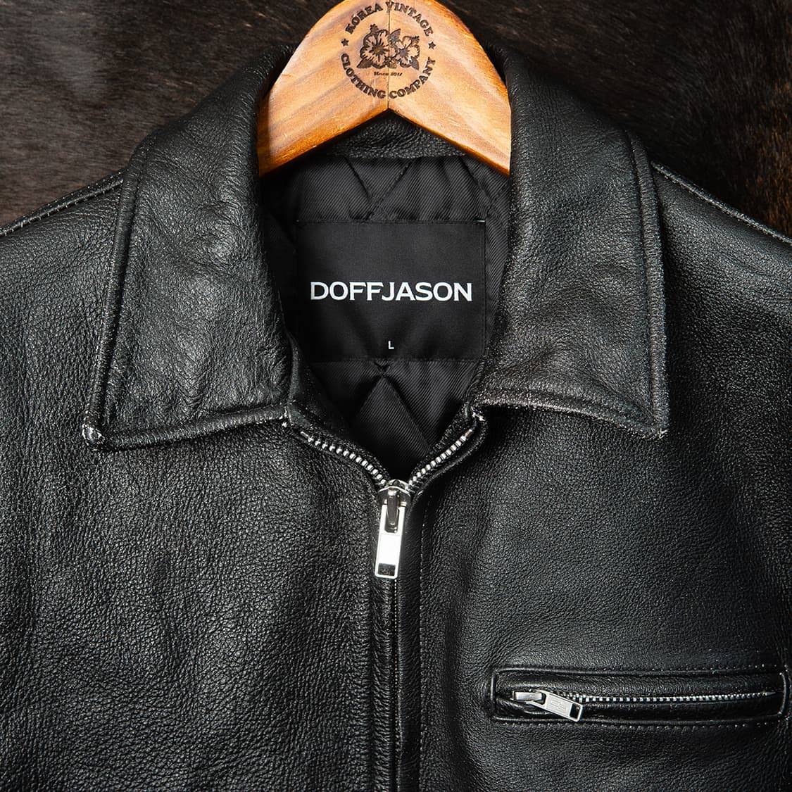 [L] 도프제이슨 워시드 카우하이드 레더자켓 블랙  상품이미지2