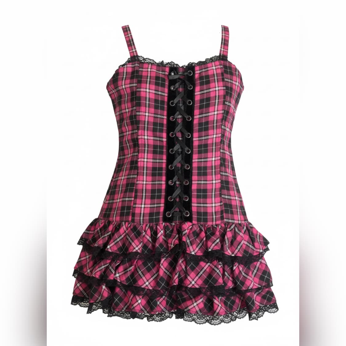 핑크 체크 펑크 원피스  상품이미지2