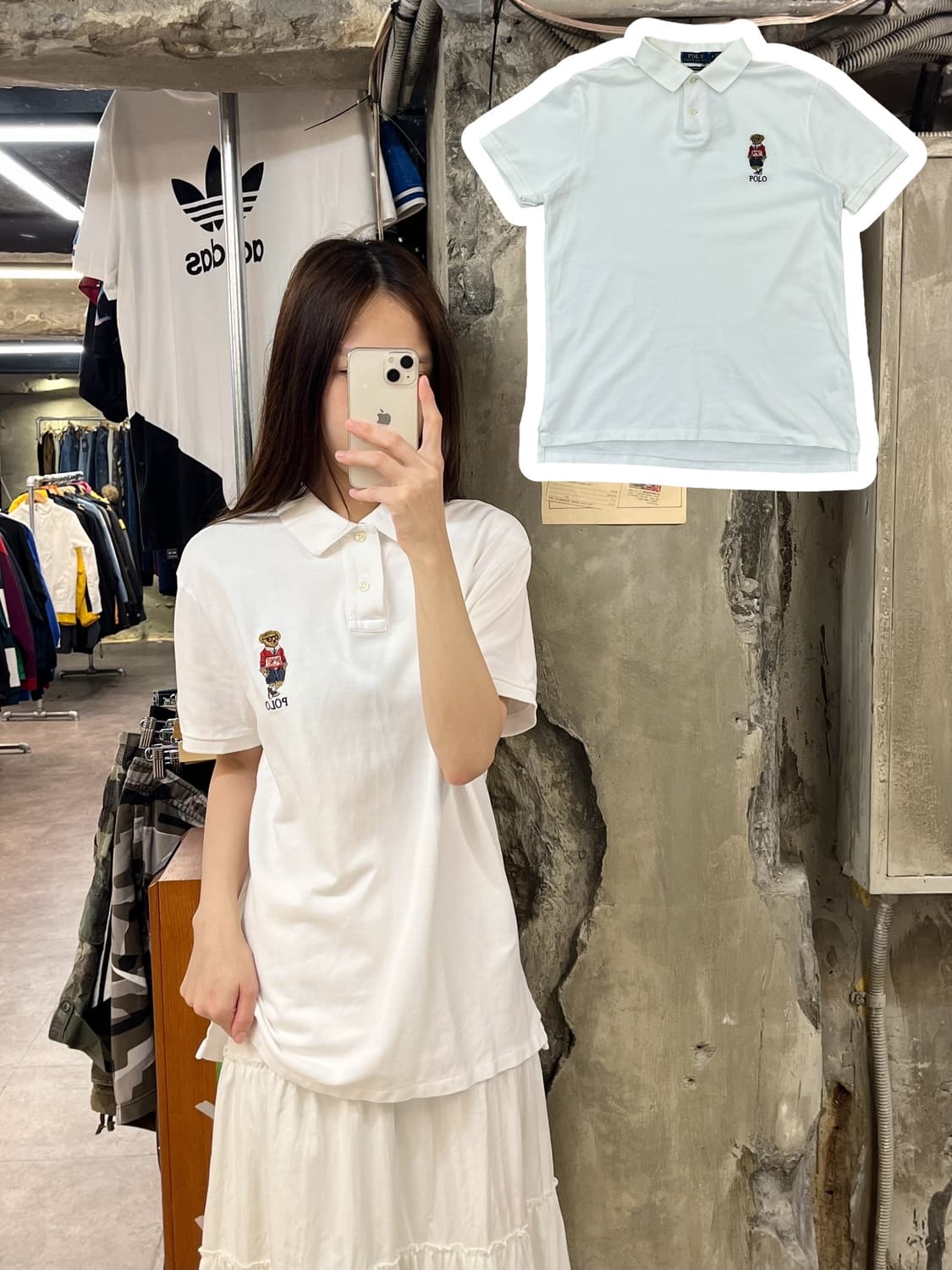 폴로 랄프로렌 반팔 카라티 화이트 M #csz857 상품이미지1