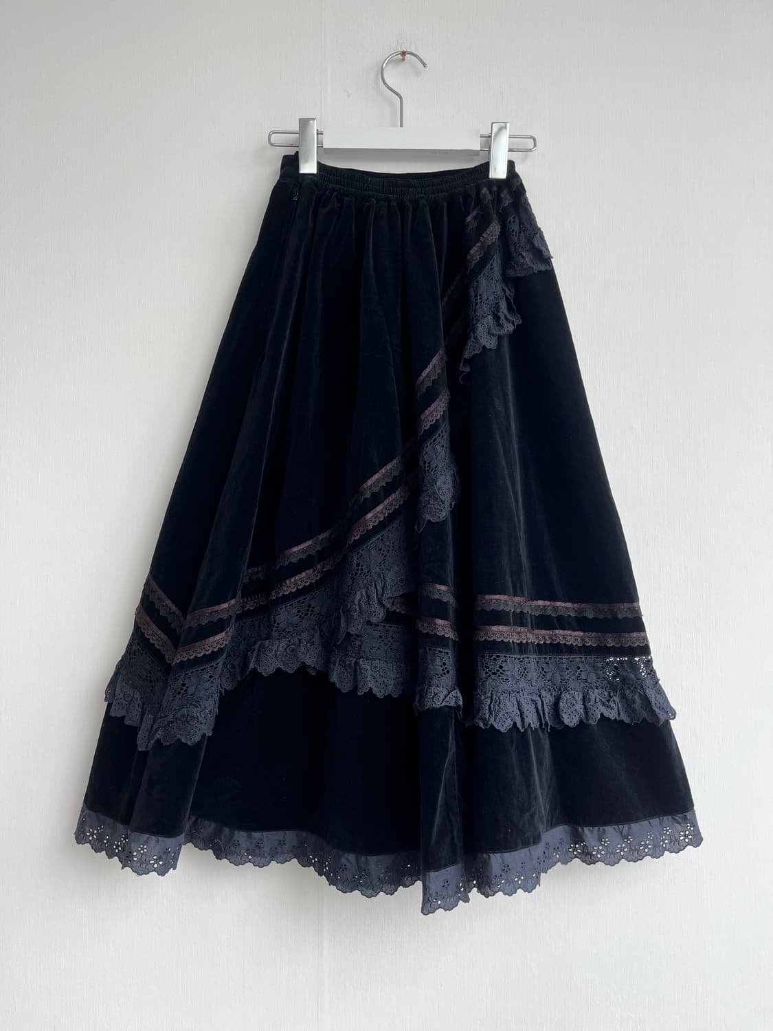 벨벳 언발 레이스 스커트 상품이미지4
