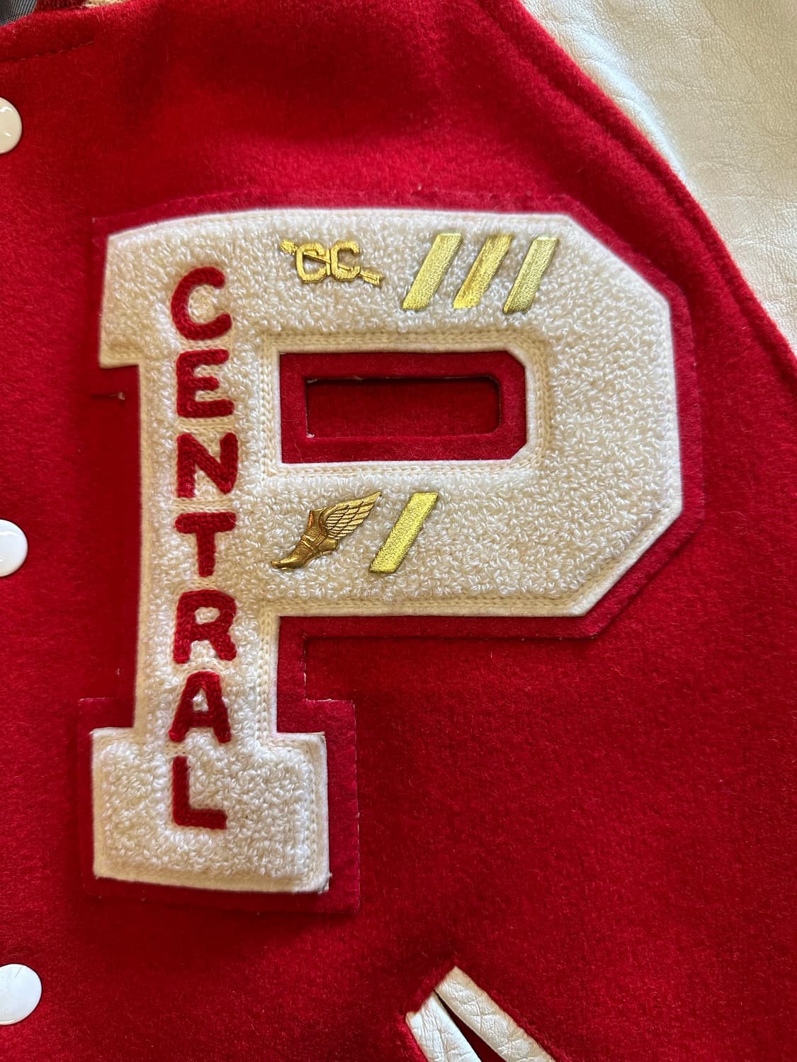 70s 리얼 빈티지 "Central Track Team" 바시티 자켓  상품이미지2