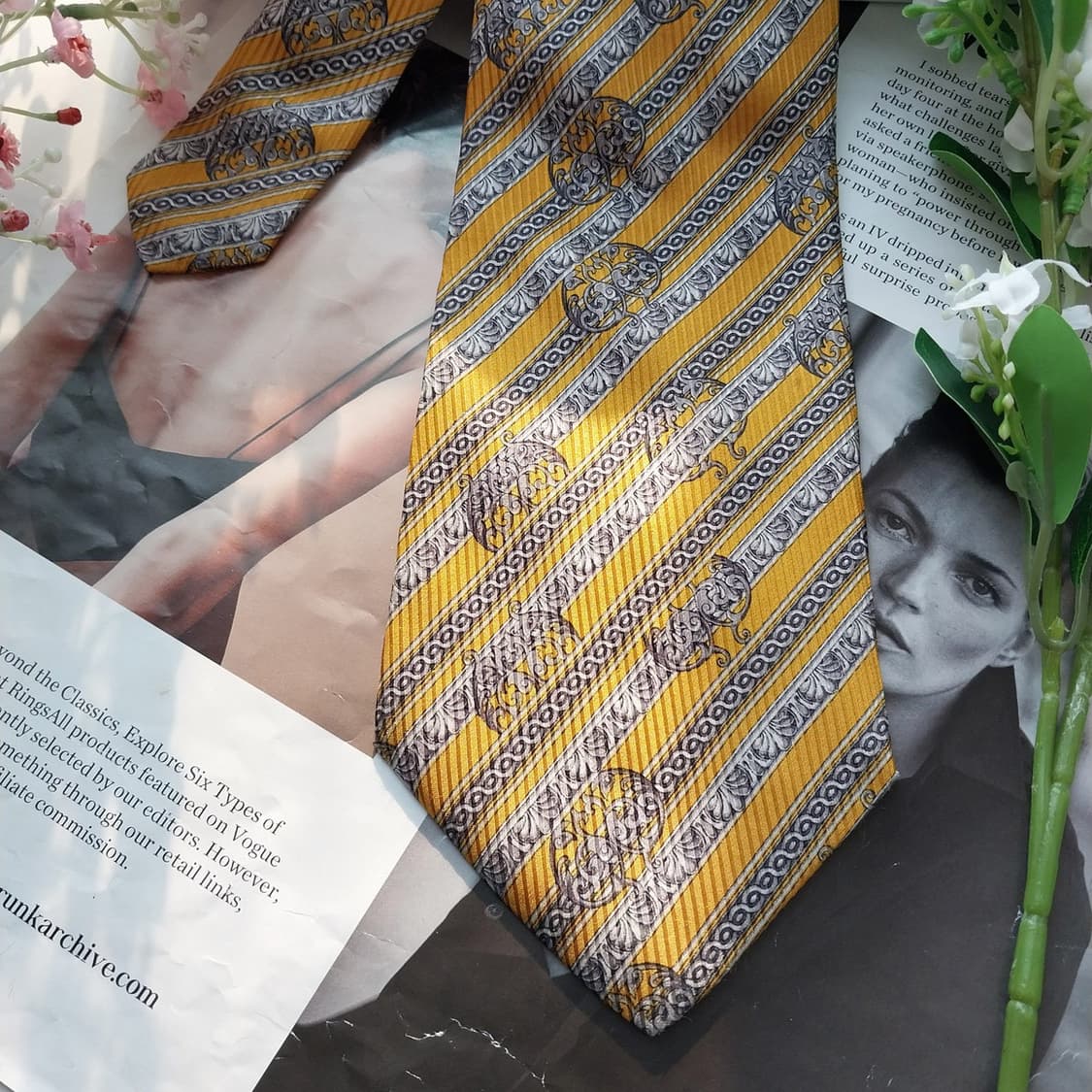 프린치피오 실크 옐로우 레지멘탈 넥타이 10.2cm A+등급 K1705
 상품이미지5