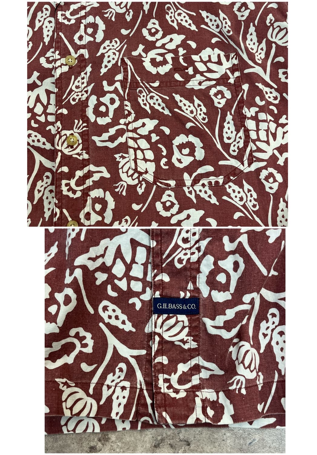 빈티지 하와이안 패턴 반팔 셔츠 레드브라운 XL #csz3714 상품이미지5