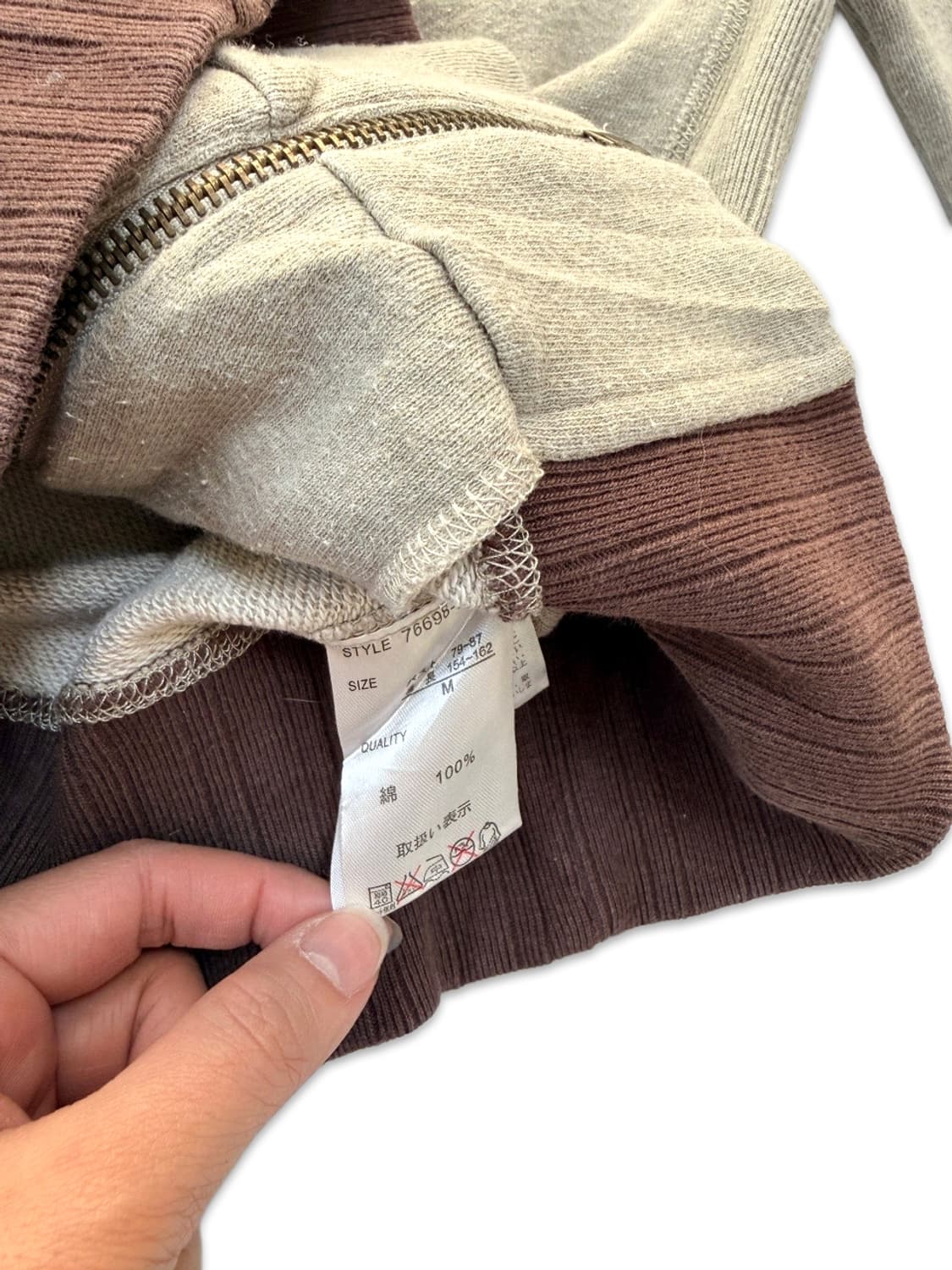 빈티지 denifits 베이지 브라운 패치 집업 후드 상품이미지5