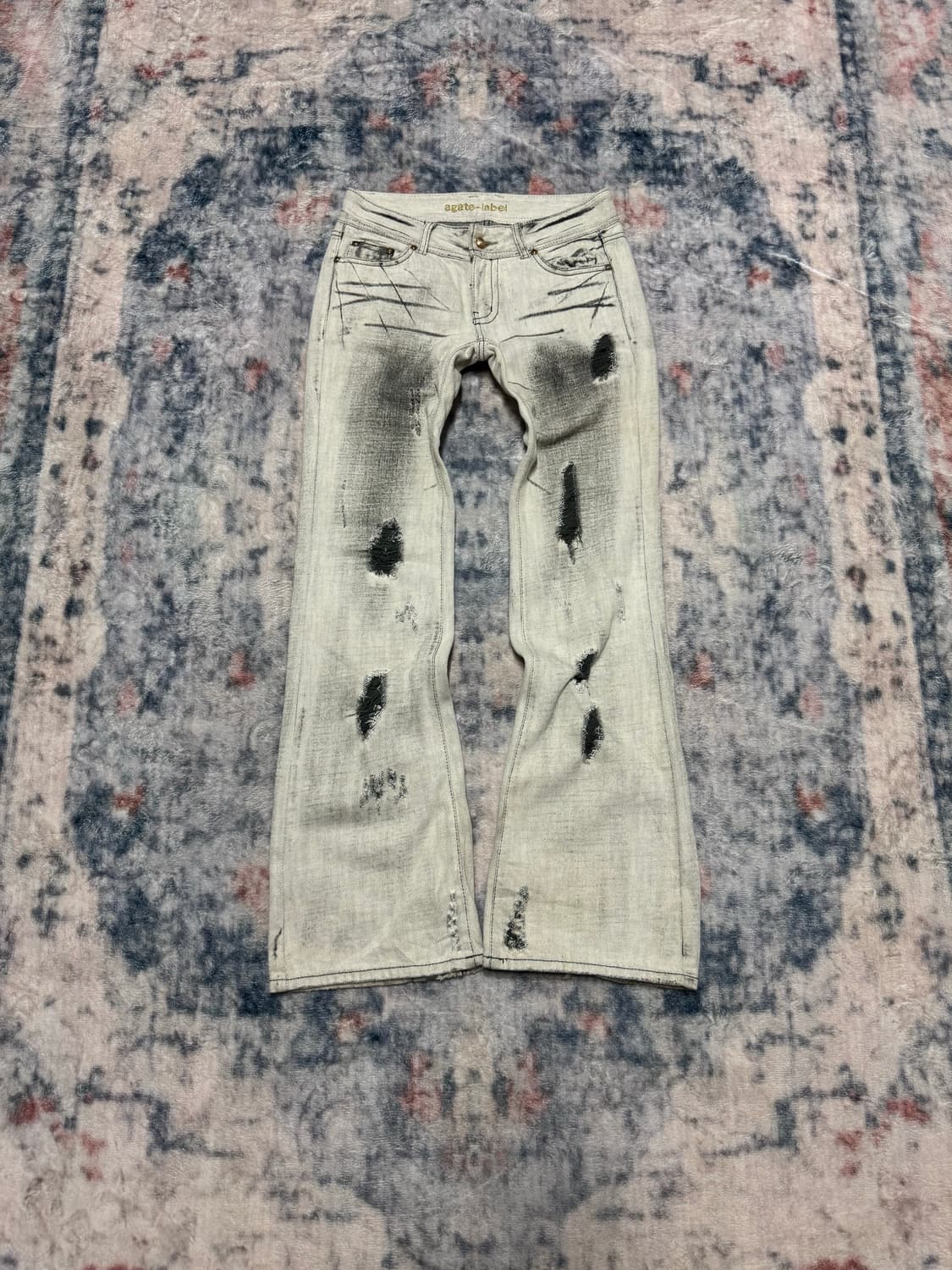 Agate white distressed boot cut denim pa 상품이미지2