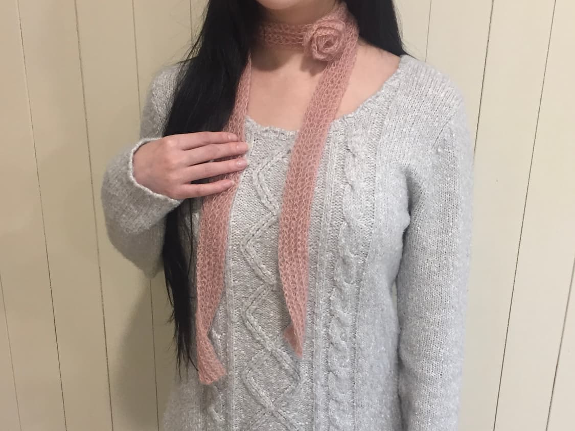 crochet mohair rose scarf dusty pink 상품이미지5