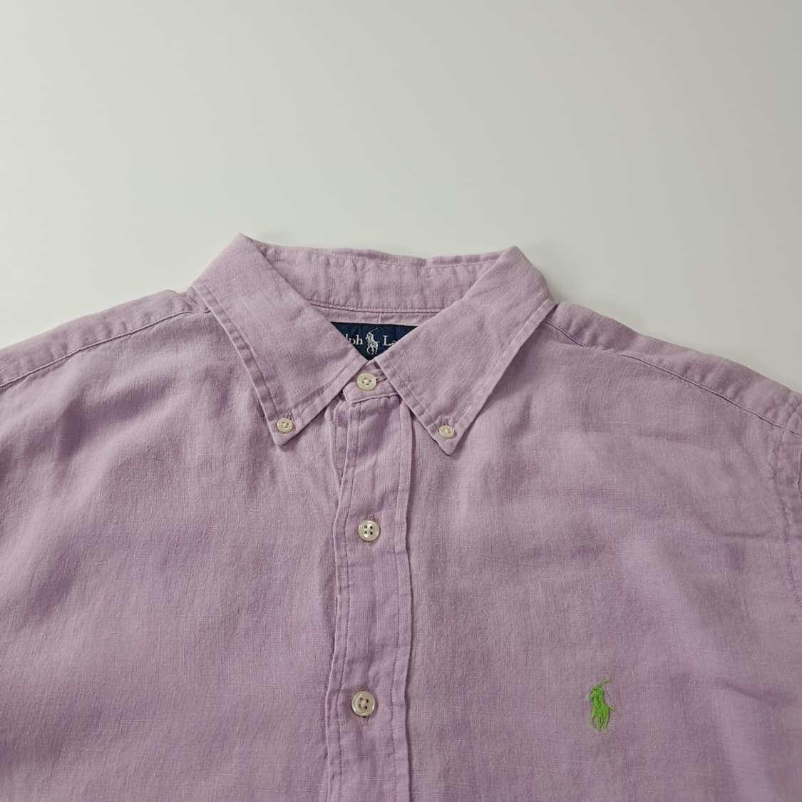 CK704 XL 폴로 90s 린넨 라벤더 반팔 셔츠 남방 상품이미지2
