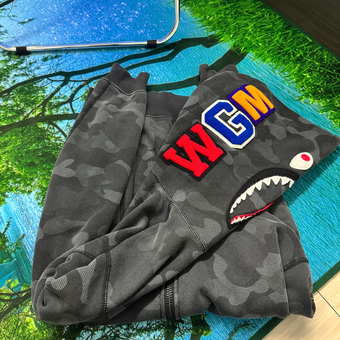 블랙 카모 샤크 후드 상품이미지4