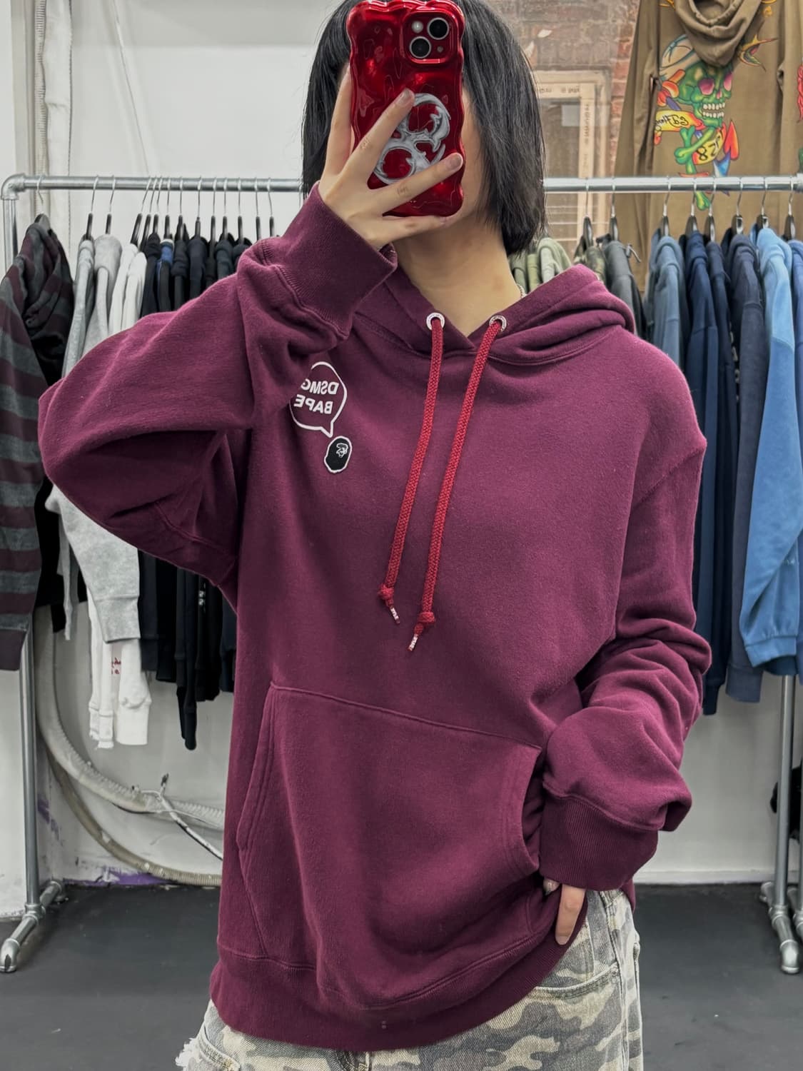베이프 도버스트릿마켓 긴자 마젠타 후드티 상품이미지2