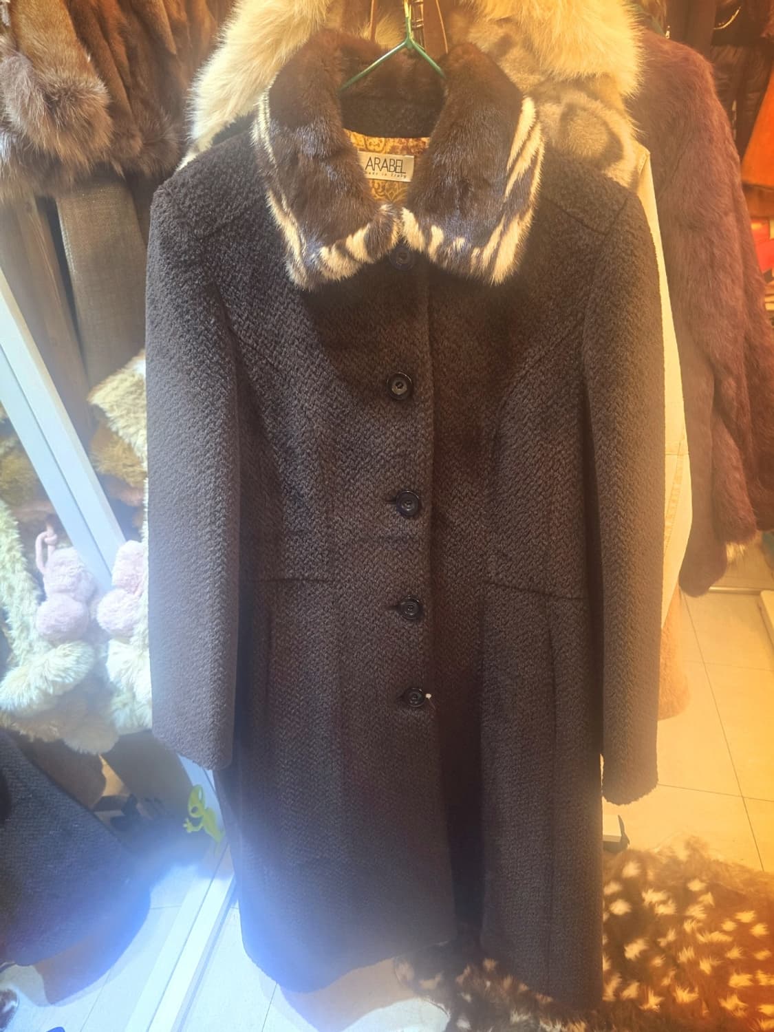이태리 아라벨(ARABEL)밍크카라 캐시미어 빈티지코트 상품이미지5