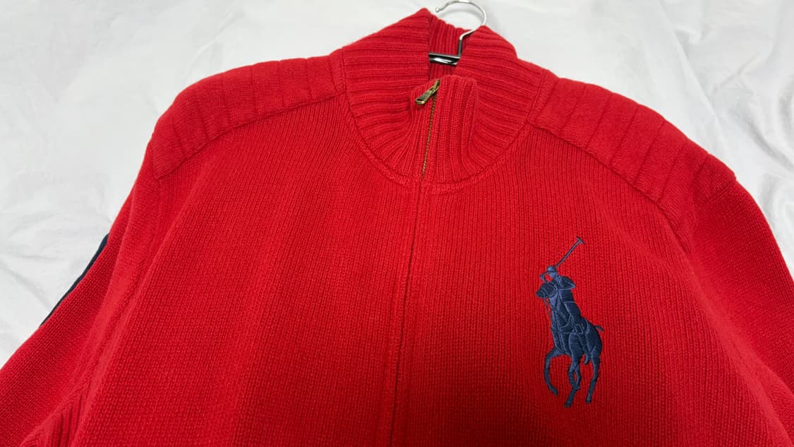 폴로 니트집업 레드 2XL 상품이미지1