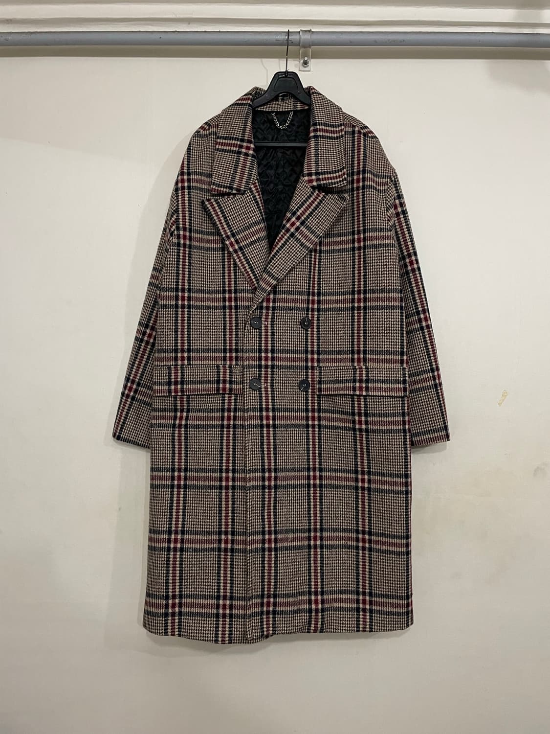 ESN 하운드 투스 울 체크 더블 코트 상품이미지1