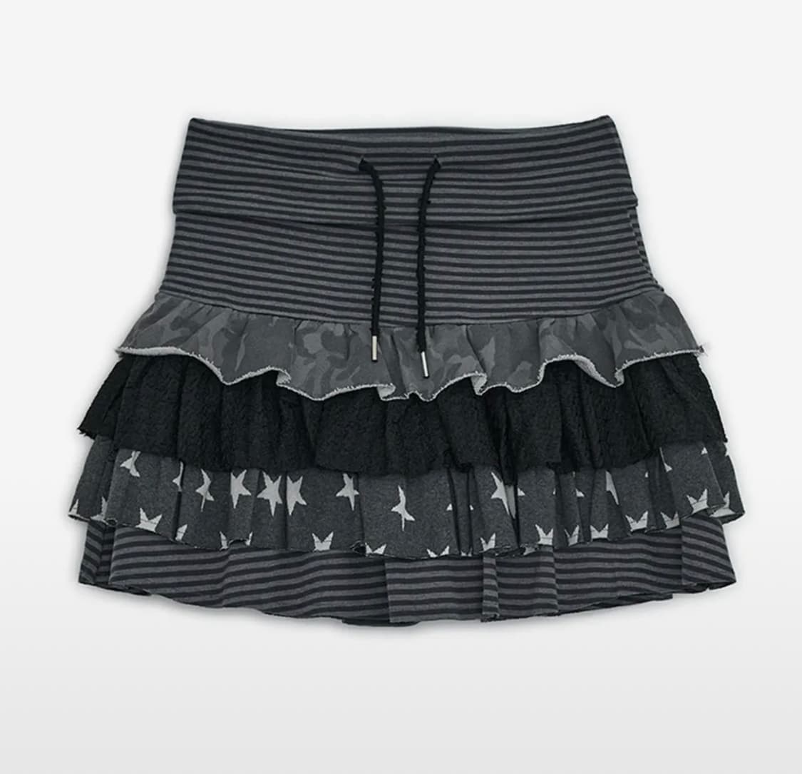 새상품)) 허그유어스킨 캉캉 레이어드 스커트 차콜 상품이미지1