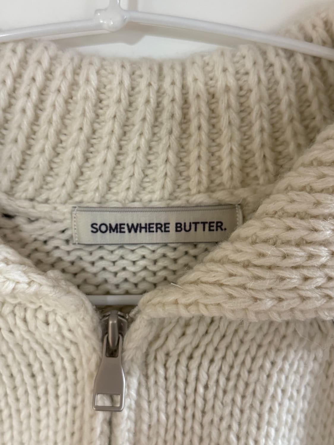 썸웨어버터 레터 알파카 니트집업 블랙 상품이미지8