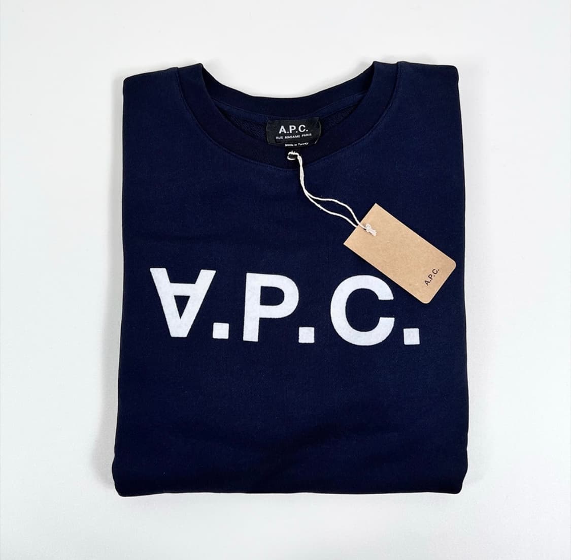 (새상품/M)아페쎄 V.P.C.로고 맨투맨 네이비 상품이미지1