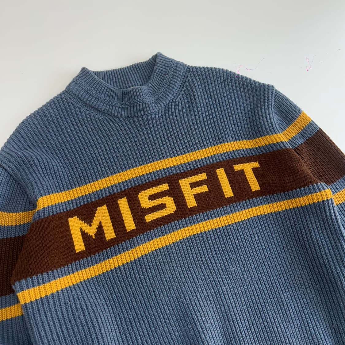 Sculptor 스컬프터 misfit 블루 버건디 배색니트 상품이미지4