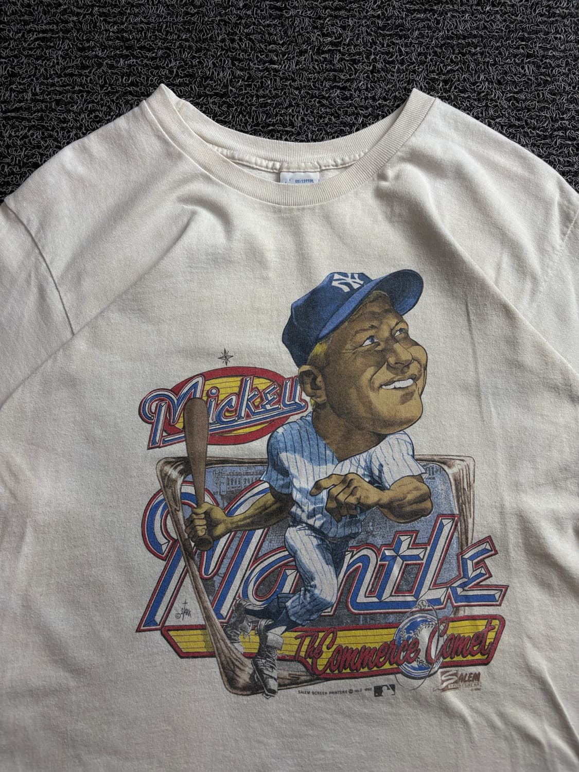90s USA 레트로 빈티지 뉴욕 양키스 미키멘들 반팔 티 4130 상품이미지1
