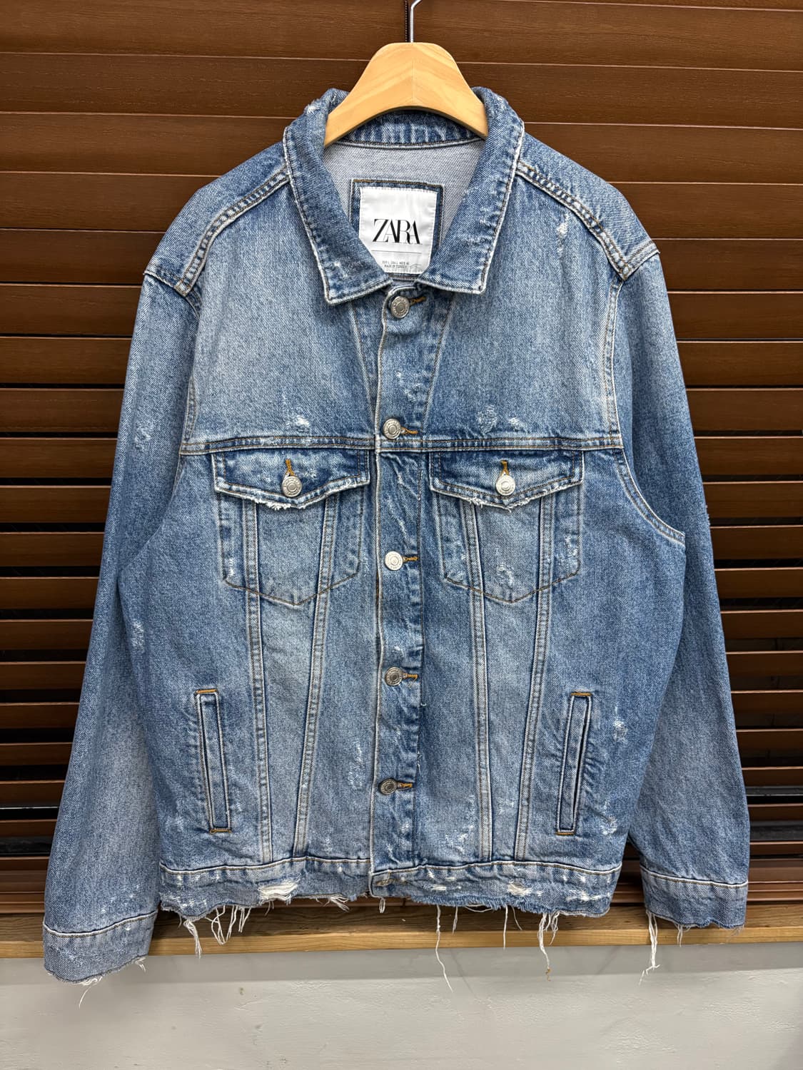 Zara 자라 프린팅 데미지 트러커 데님 자켓 상품이미지4