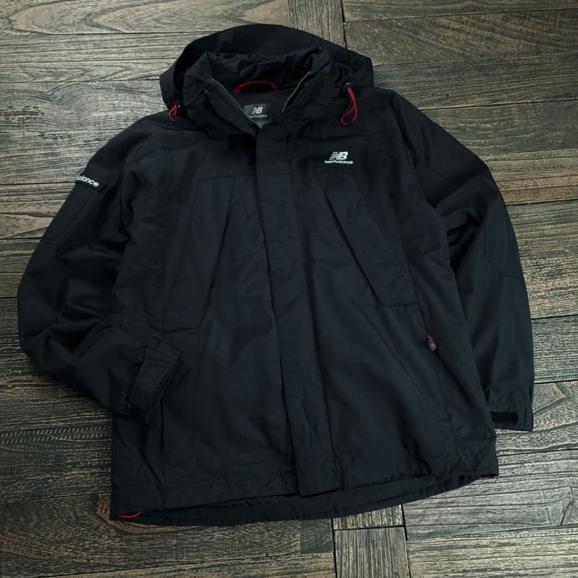 뉴발란스 로고 자수 후드 바람막이 자켓 블랙 M18918 상품이미지1