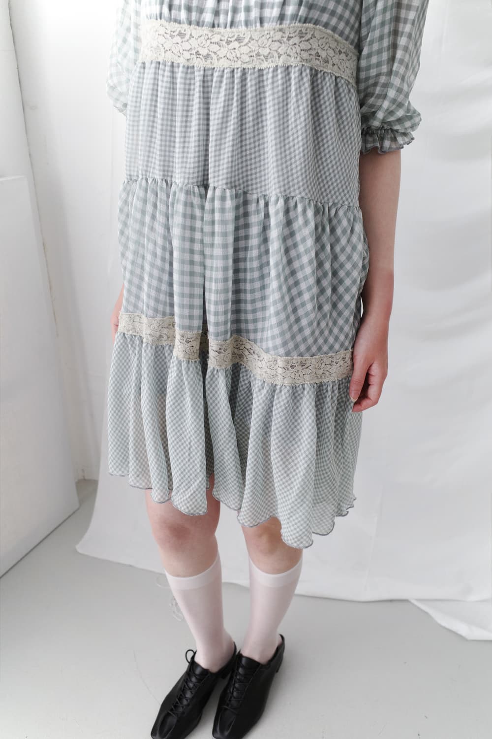 check shirring one-piece  상품이미지5