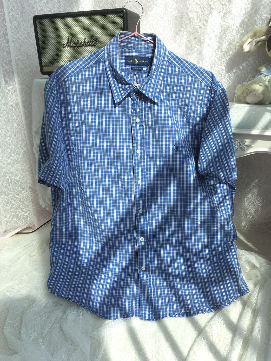 Polo blue check half shirt 상품이미지3