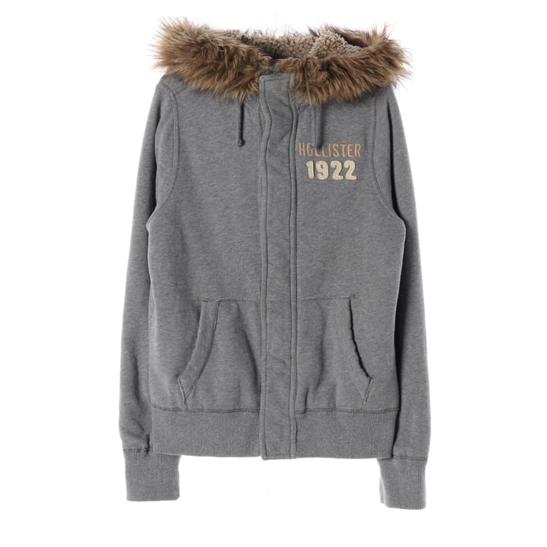 홀리스터 1922 자수 퍼 트리밍 후드 집업 그레이 M 상품이미지1