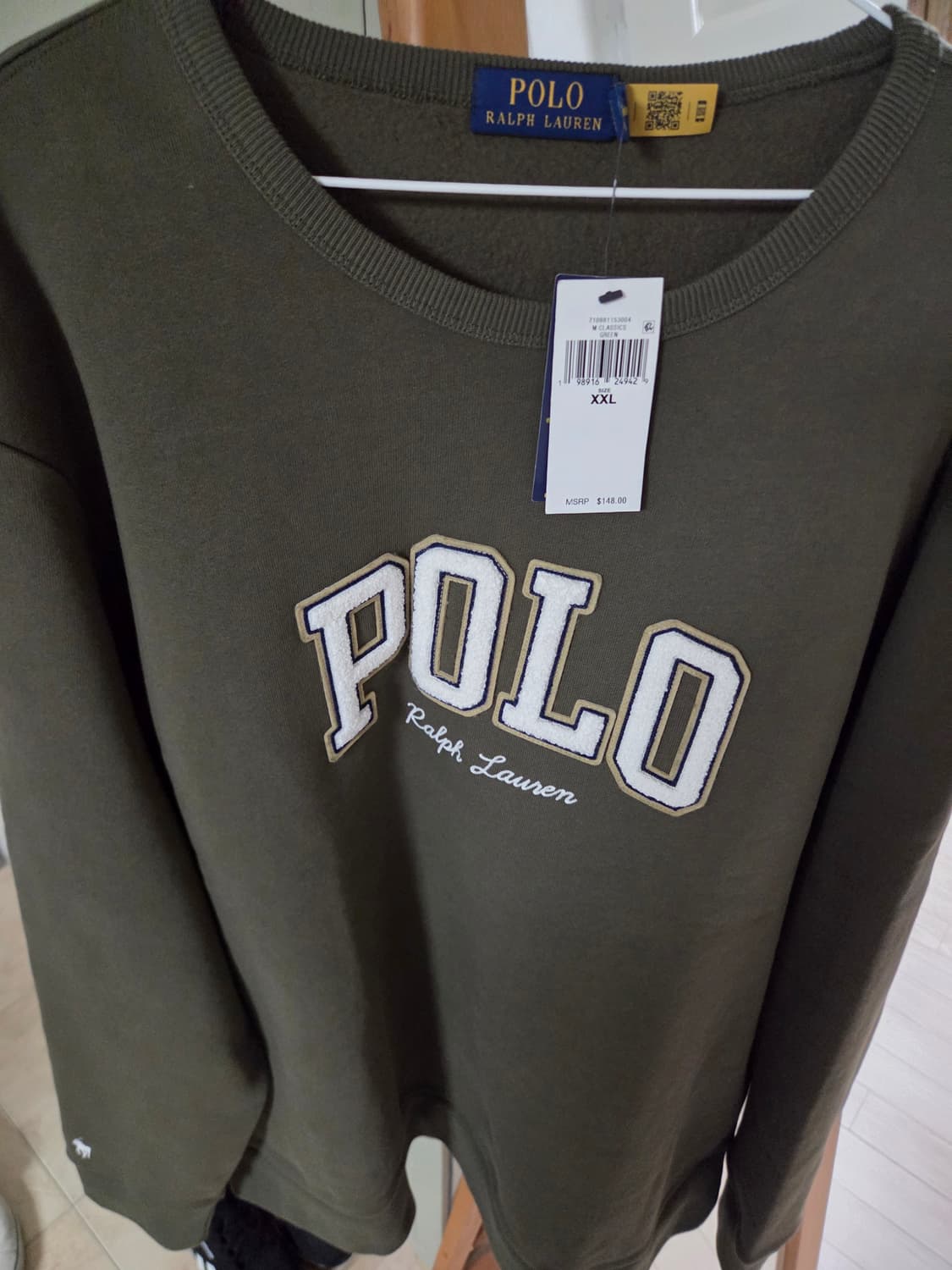 폴로 기모 맨투맨 올리브그린 빅사이즈 새상품 상품이미지3