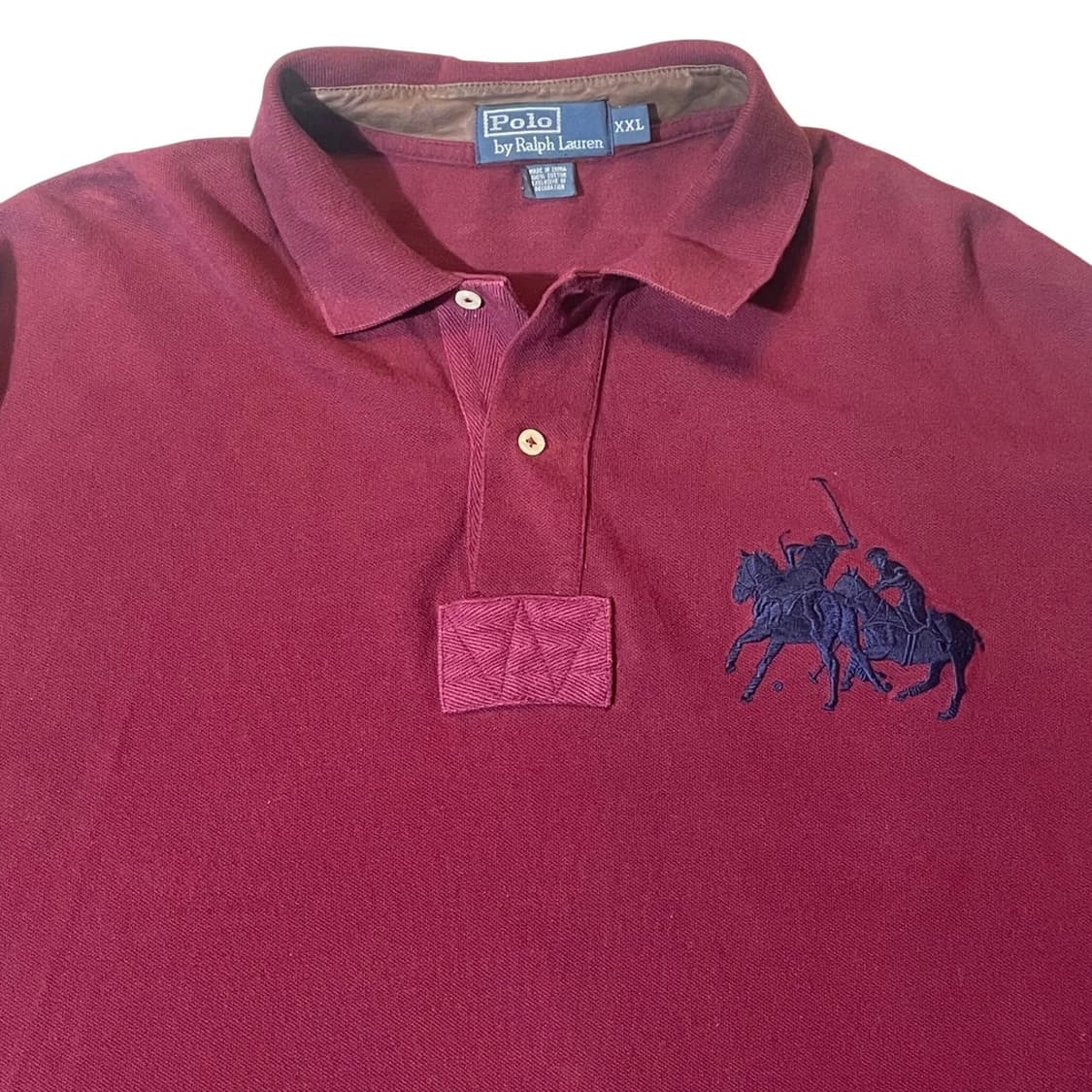 폴로 랄프로렌 버건디 듀얼 매치 빅포니 롱슬리브 카라 티셔츠 상품이미지2