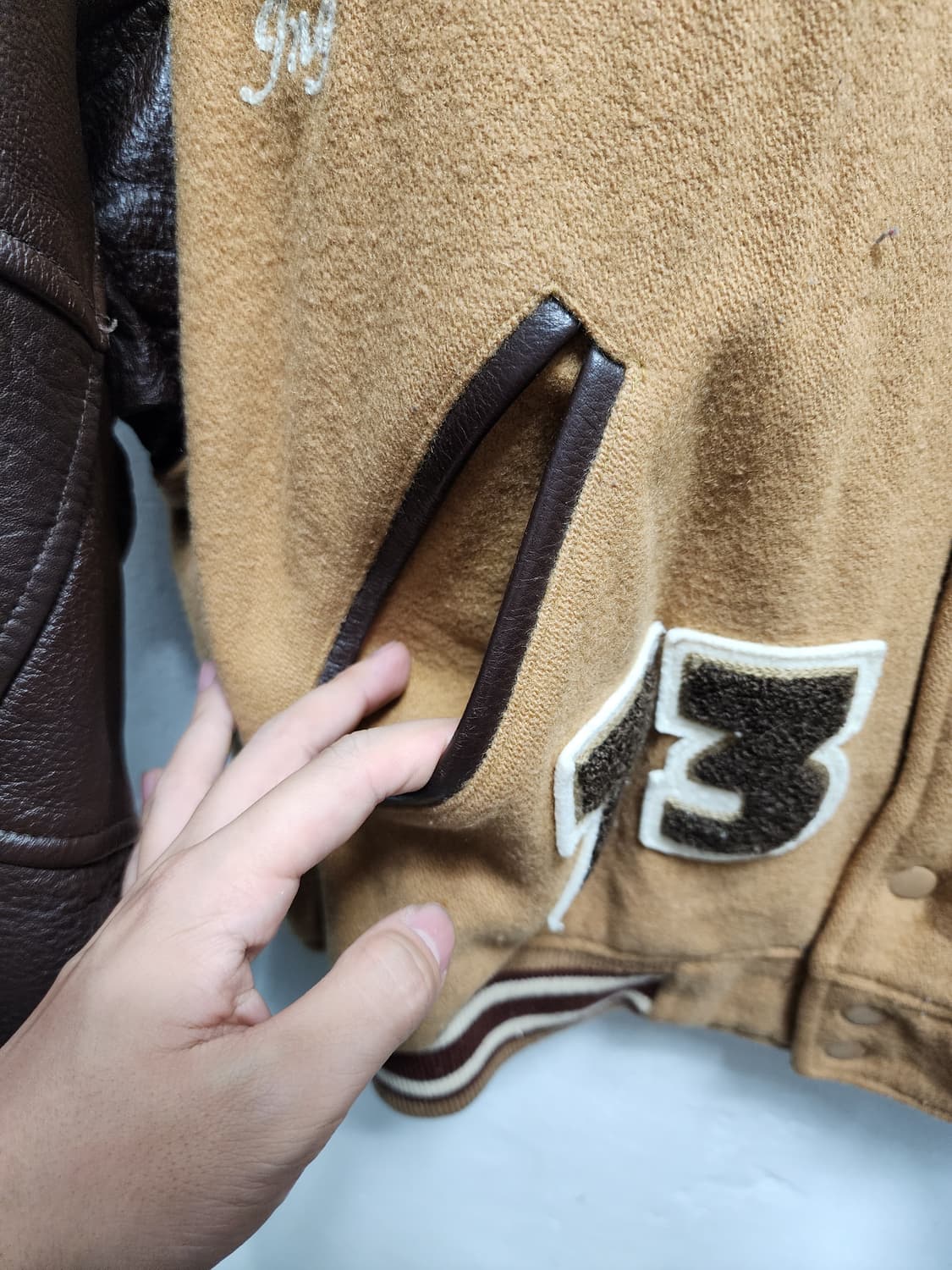 POSHBOY 90s 포쉬보이 WOOL LEATHER 바시티자켓 상품이미지5