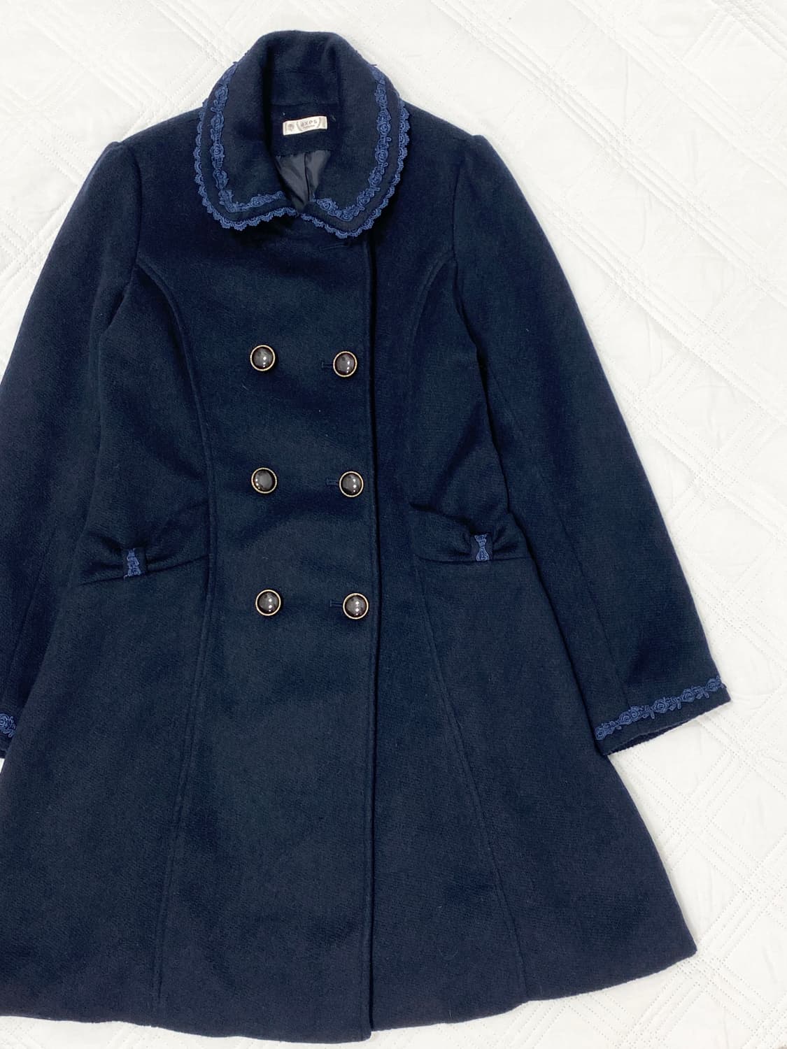 ꒰ঌ 엑시즈팜 크로셰 네이비 코트໒꒱ 상품이미지2