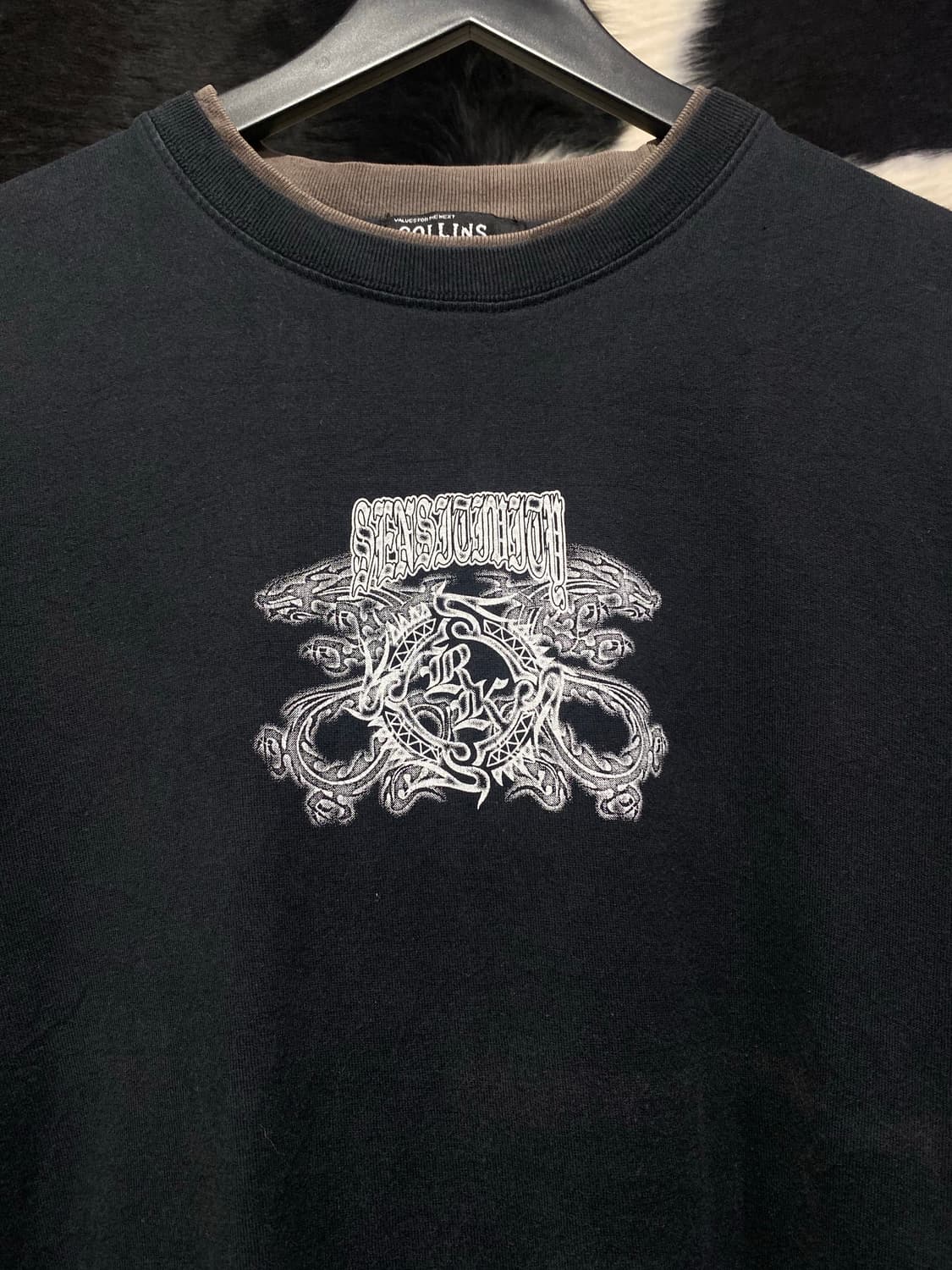 Collins 재패니즈 프린팅 디테일 레이어드 반팔 티셔츠 상품이미지3