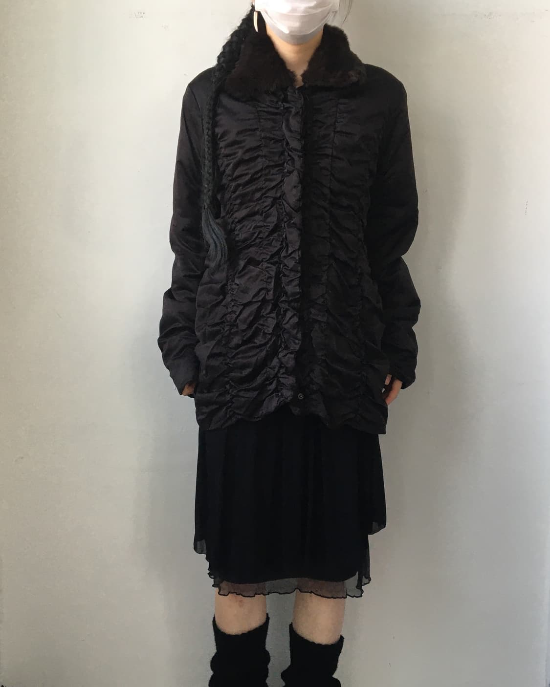 Fur collar point shirring jacket 상품이미지7