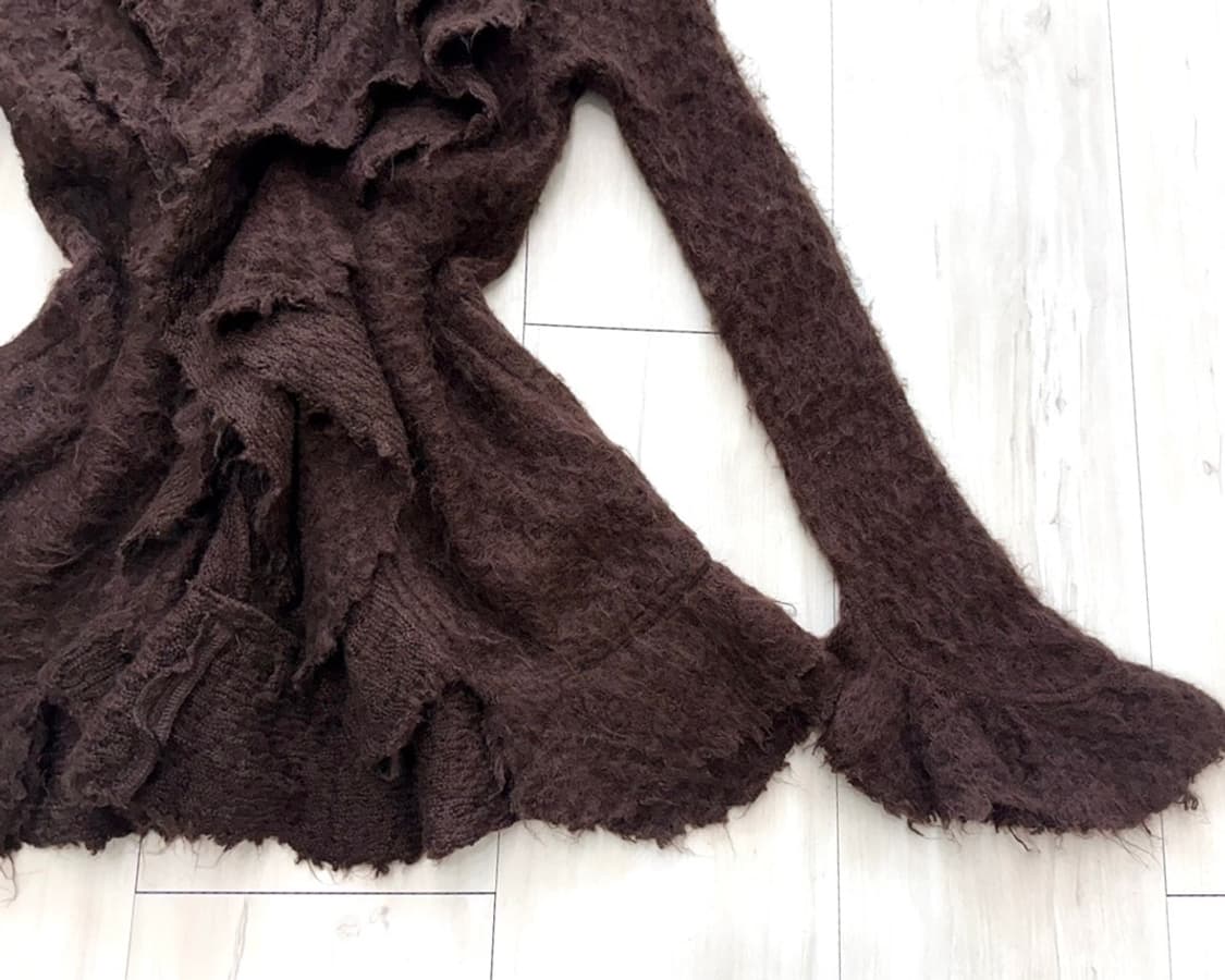 Deep Brown Fairy Wavy Wool Cardigan 상품이미지9
