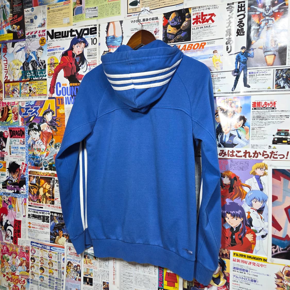 아디다스 블루 화이트 삼선 후드집업 상품이미지5